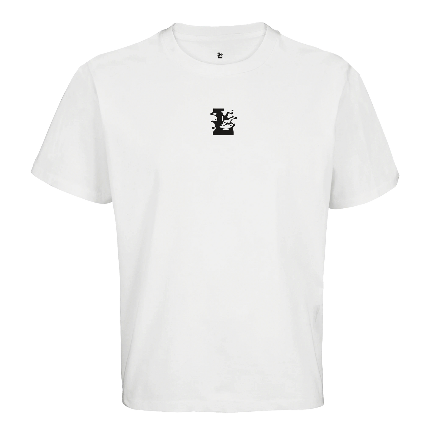 Wit LONEPRAYERS Icoon T-shirt met minimalistisch zwart logo op de borst en subtiel merkdetail in de nek.